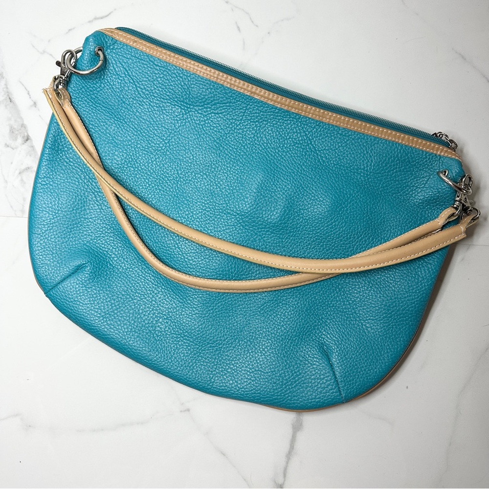 Maxx NY Turquoise Leather Hobo Bag Convertible Shoulder to Crossbody - Picture 4 of 10